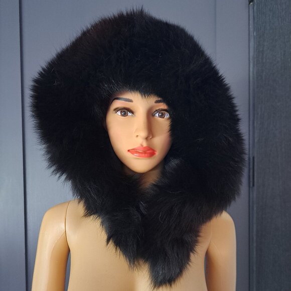 Black Fox Trim with Brown Mink Crown Hat VTG main image 7
